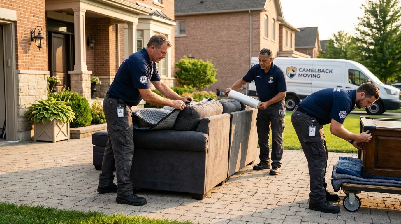 Large estate moving crew wrapping furniture in Elgin, OR